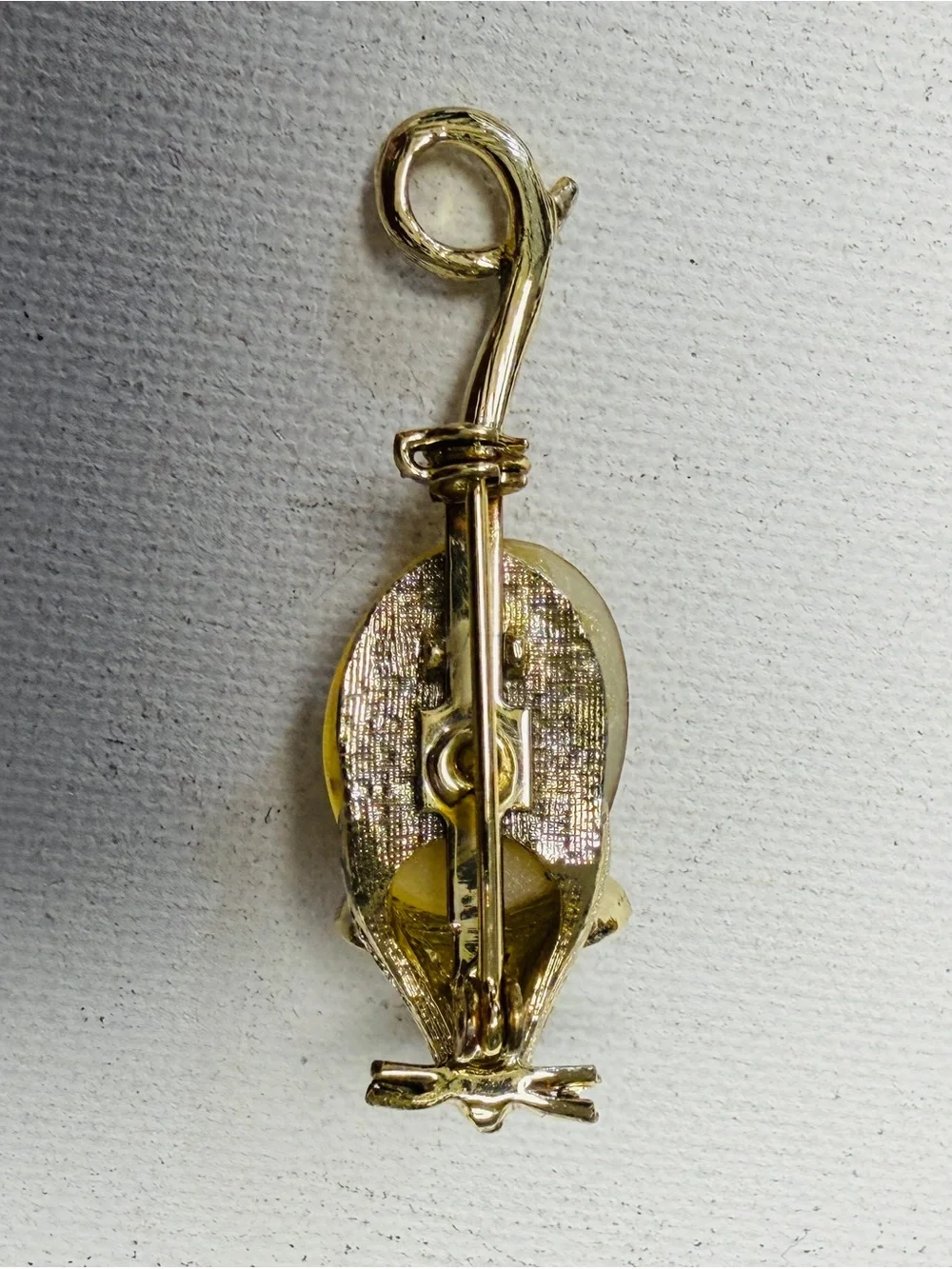 Vintage Gold-Tone Mouse Brooch with Floral Resin Body